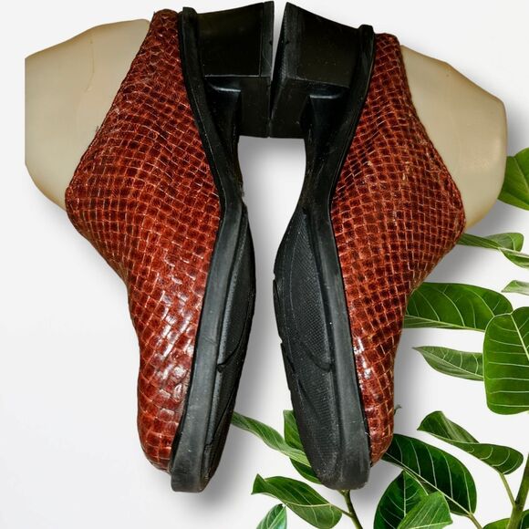 NAOT Woven Rust Brown Leather Slip On Comfort Mule Slide Block Heel EUR 36 US 6 - Picture 5 of 13